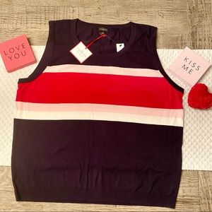*NWT* Talbots Navy Pink and Red Striped Sleeveless Sweater